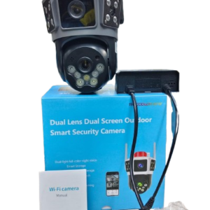 Dual Lens Dual Screen Outdoor Smart WiFi Security Camera with O-Kam Pro app compatibility offered at the best dual screen wifi camera price in kenya at Deveronig Digital Electronics.